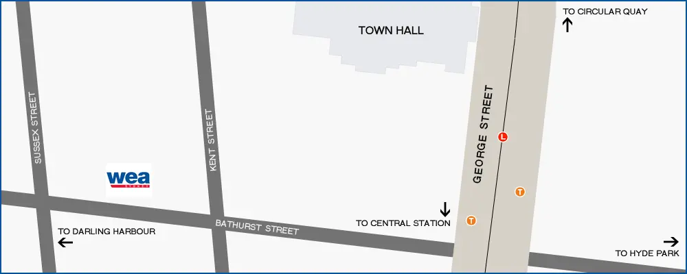 Map detailing where WEA Sydney is located